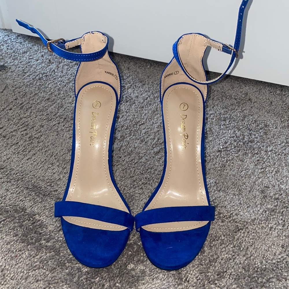 Blue suede heels